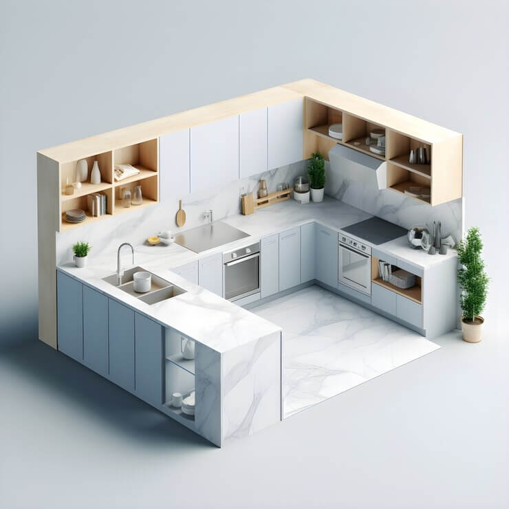3d kitchen rendering.